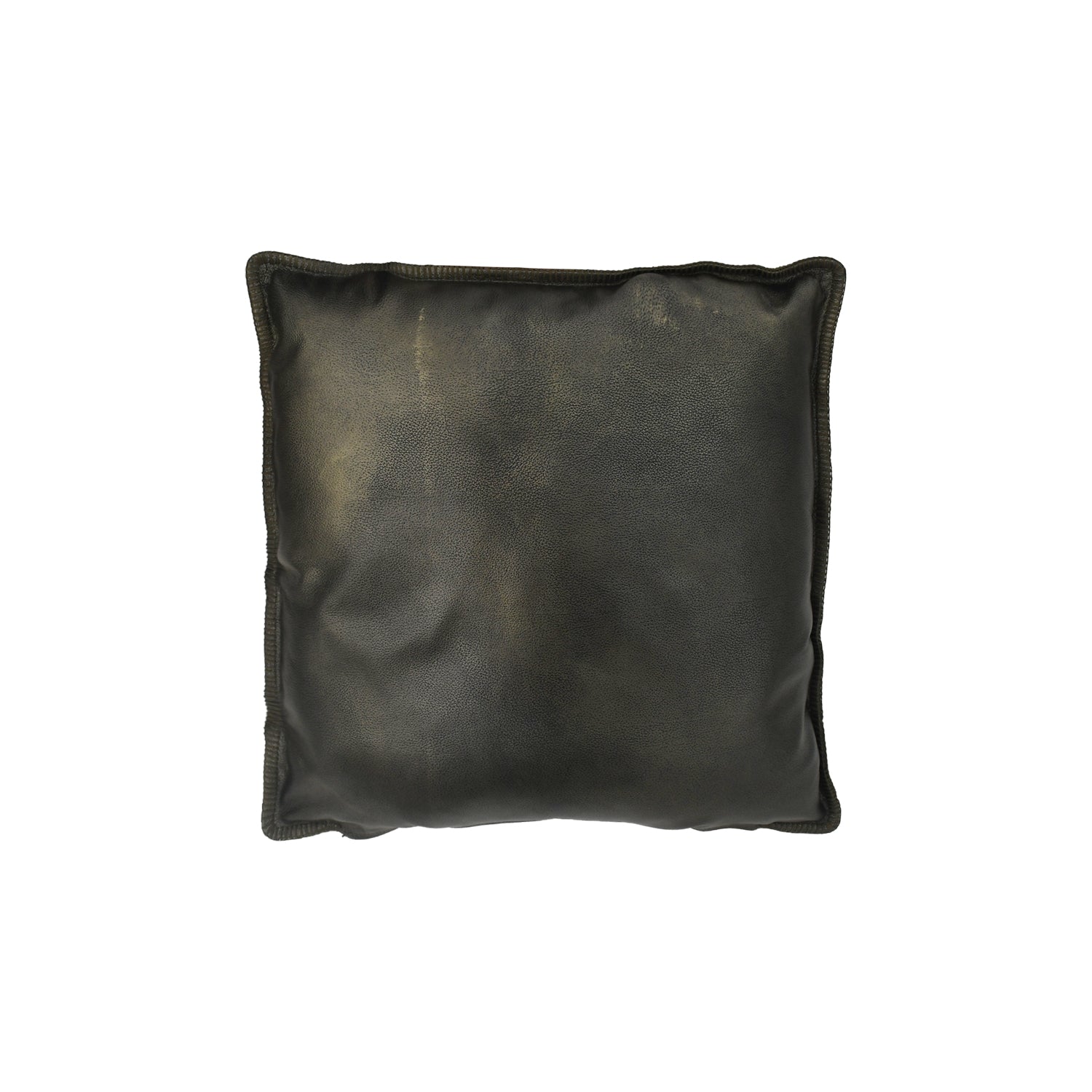 Olive Black Leather Throw Pillow