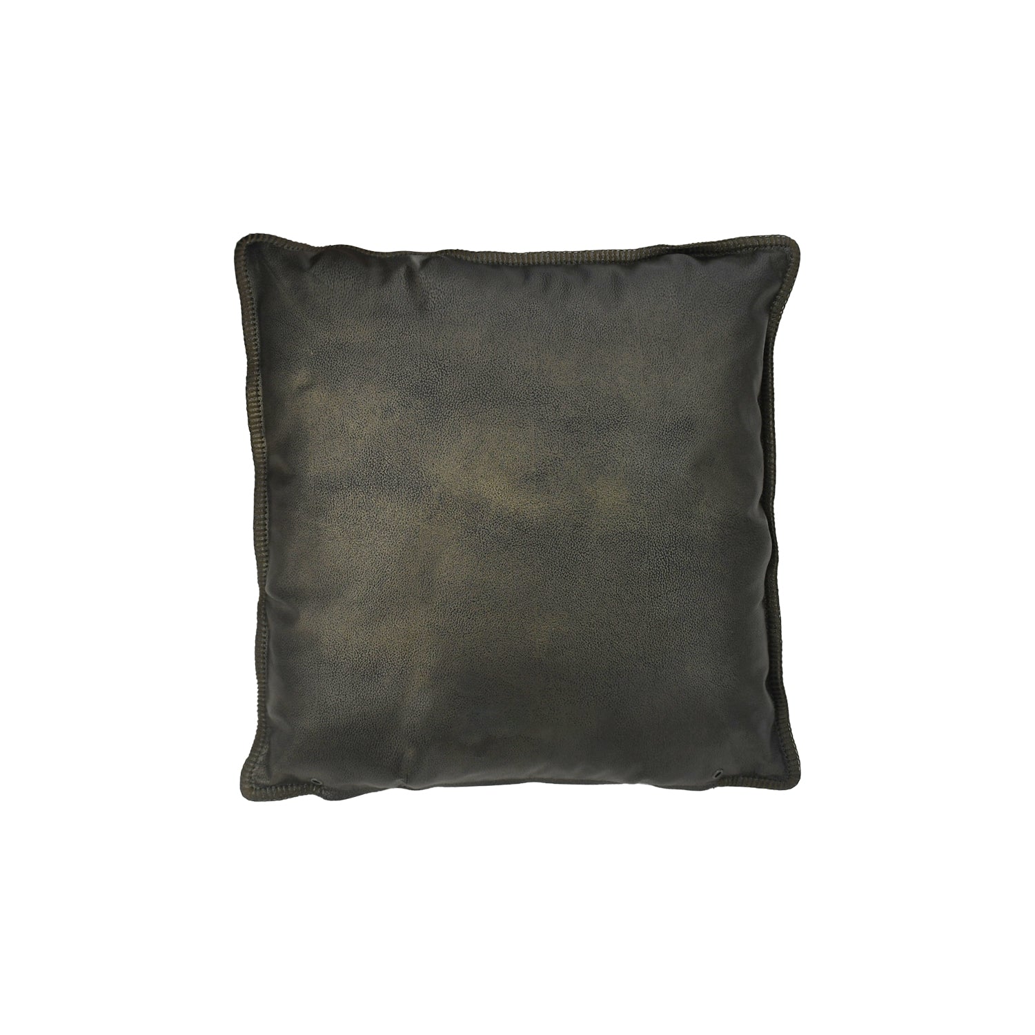 Olive Leather Throw Pillow Front