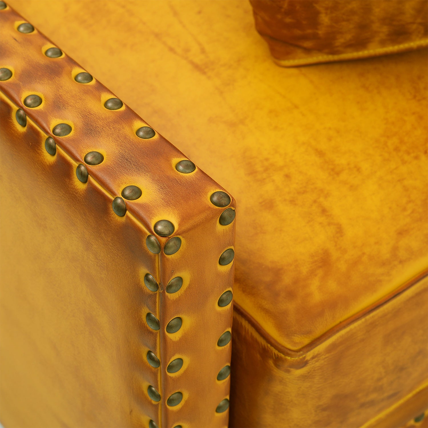 Oliver Deri Leather Chair Ochre Arm Close Up