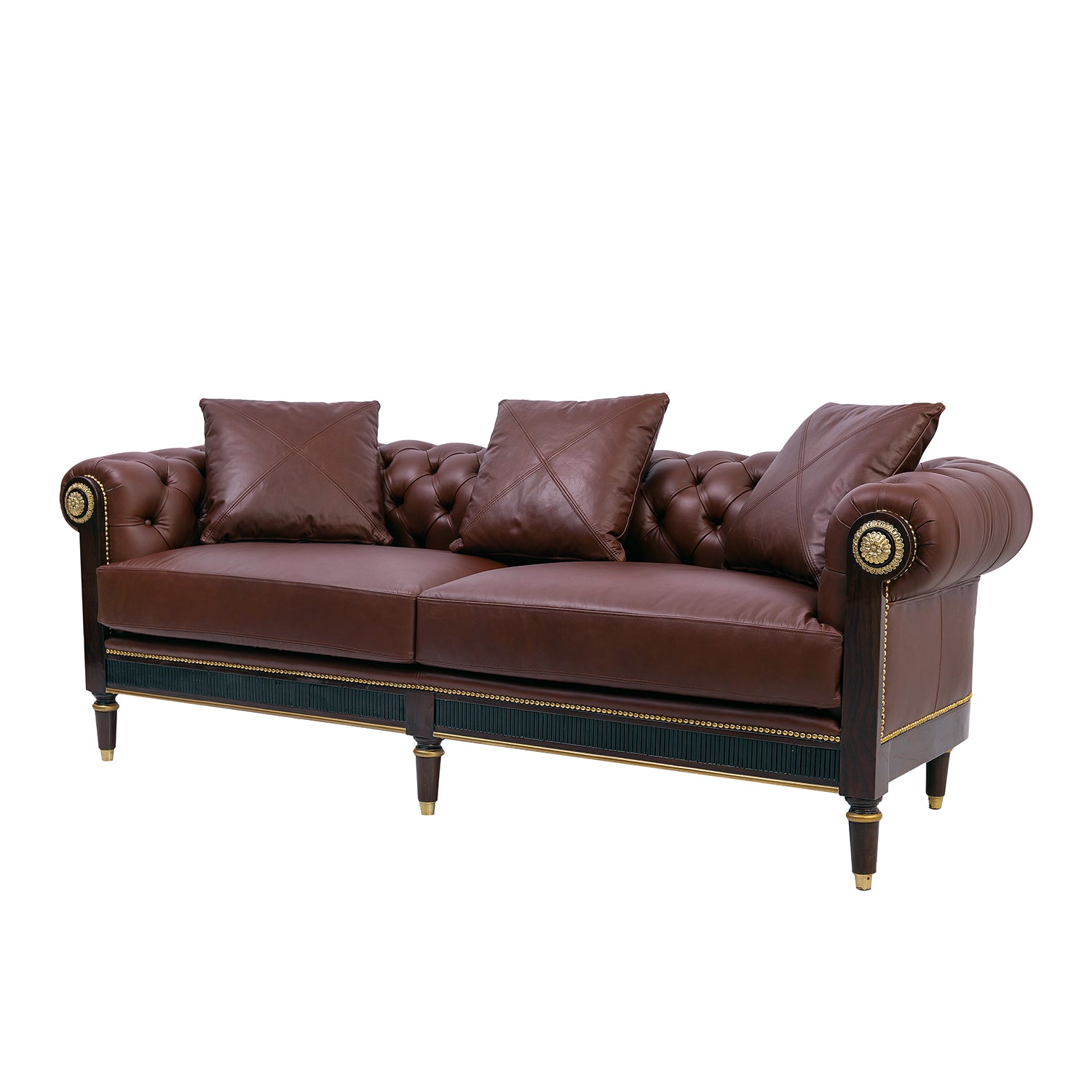 Oscar Marina Leather Sofa Brown Angle