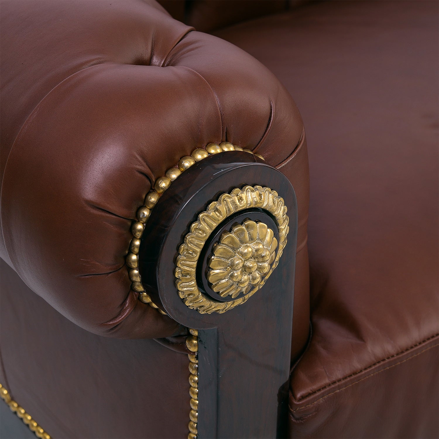 Oscar Marina Leather Sofa Brown Close Up Arm