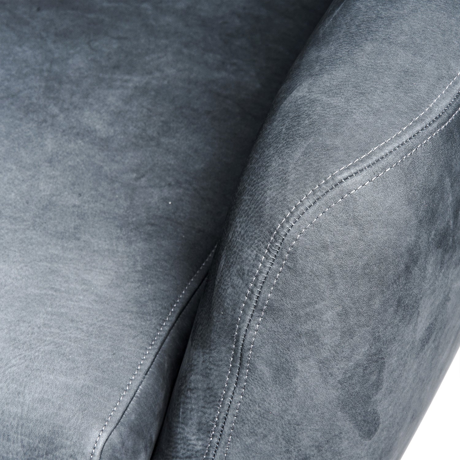 Patterson Nubuck Leather Chair Metal Cushion and Arm Close Up