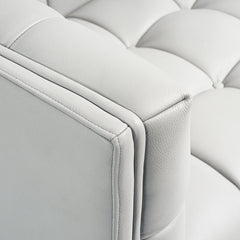 Plath Lear Leather Loveseat Stone Arm Close Up