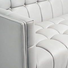 Plath Lear Leather Loveseat Stone Arm and Cushion 