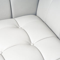 Plath Lear Leather Loveseat Stone Cushion Close Up