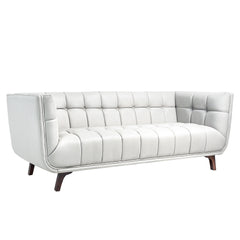 Plath Lear Leather Loveseat Stone Side Angle