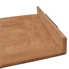 Tan Nubuck Leather Wrapped Tray Close Up