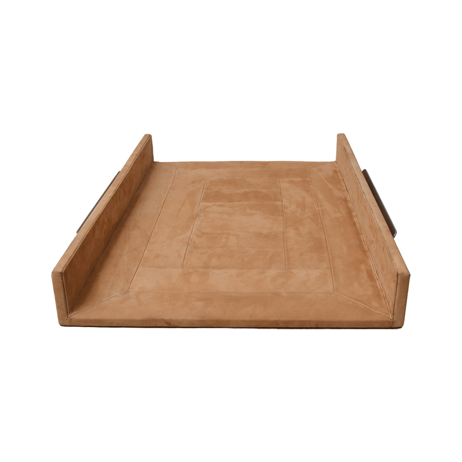 Tan Nubuck Leather Wrapped Tray Side
