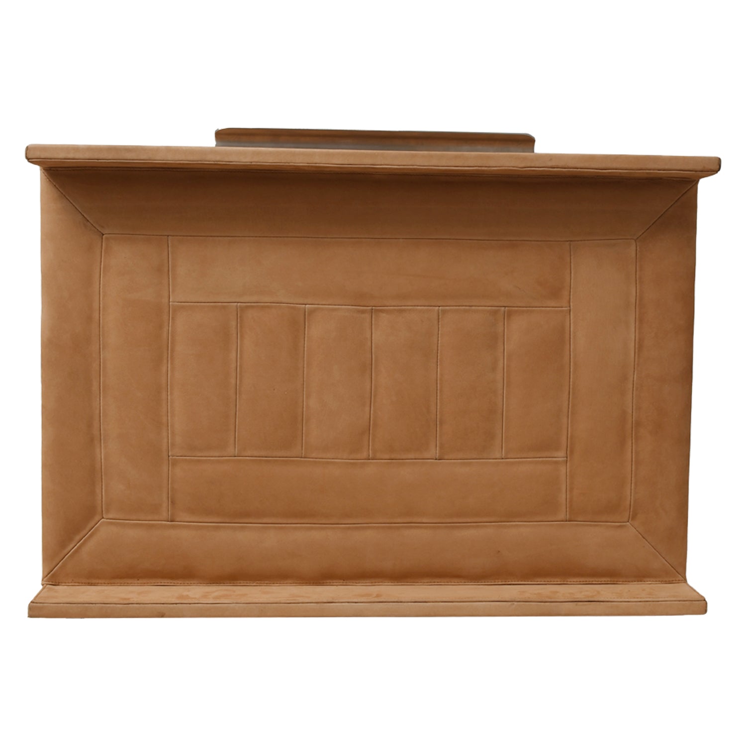 Tan Nubuck Leather Wrapped Tray Standing