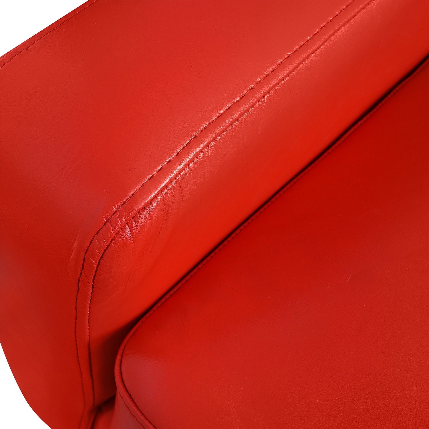 Thomas Ara Leather Sofa Cardinal Close Up Arm
