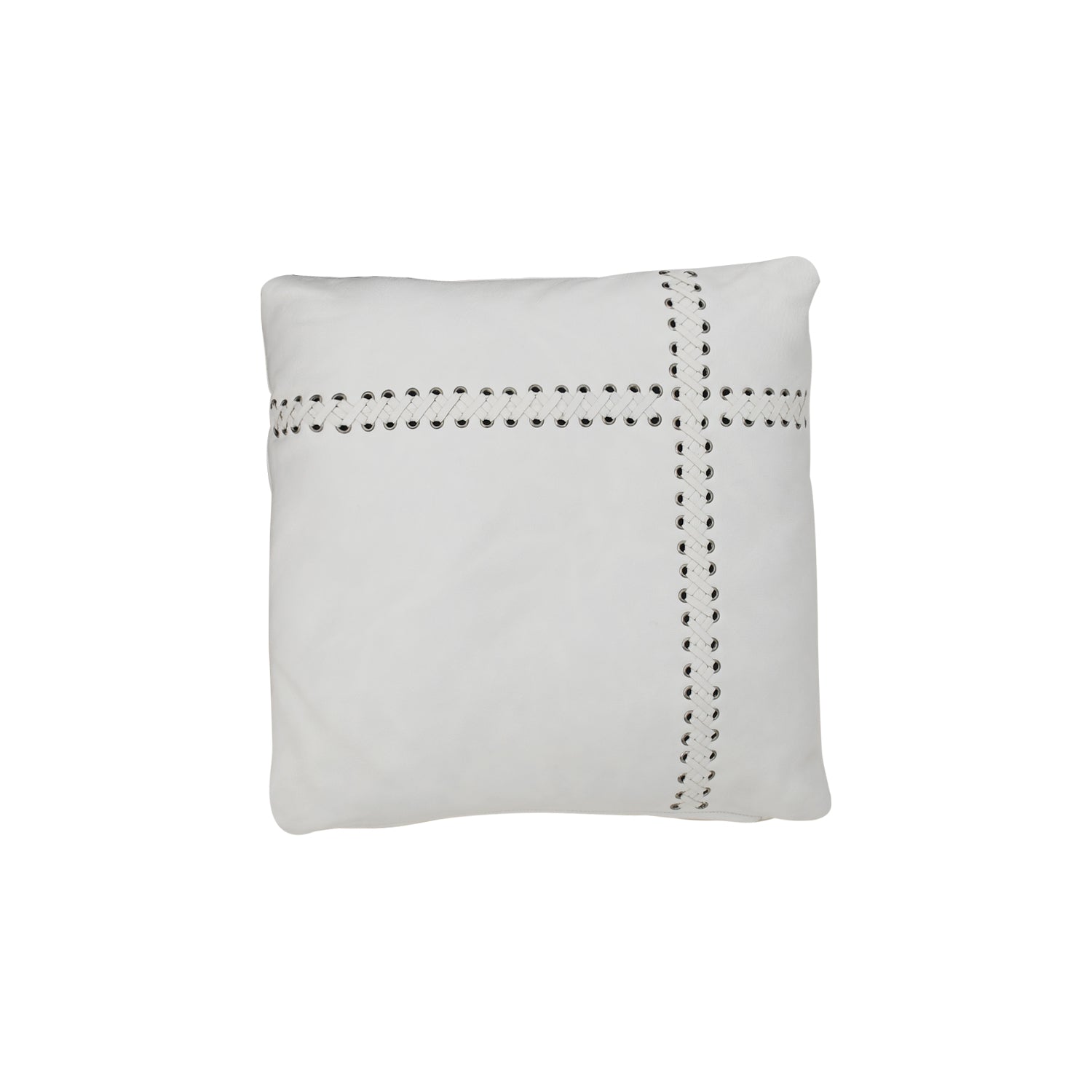 White Leather Throw Pillow 1