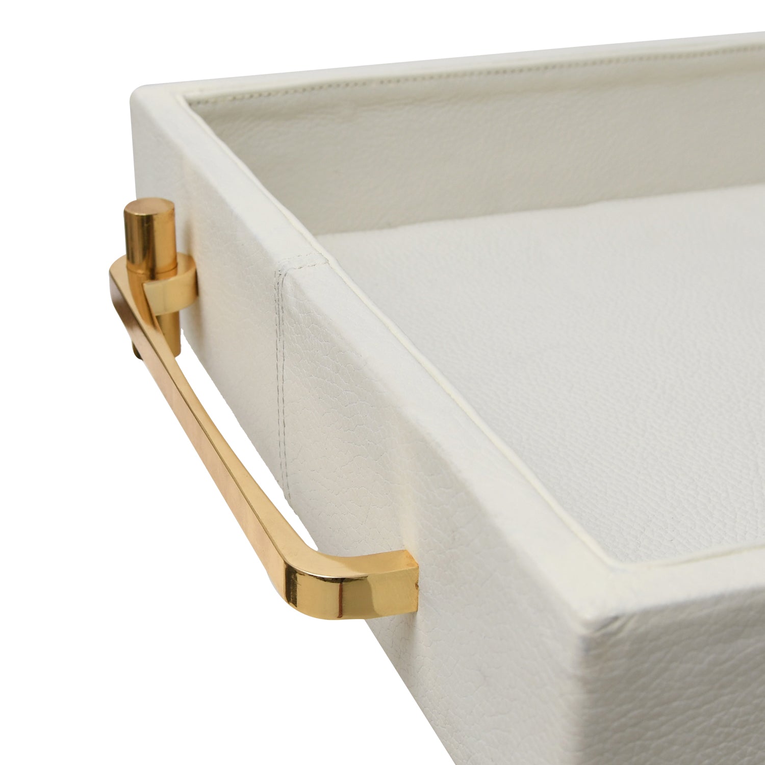 White Leather Wrapped Tray Handle