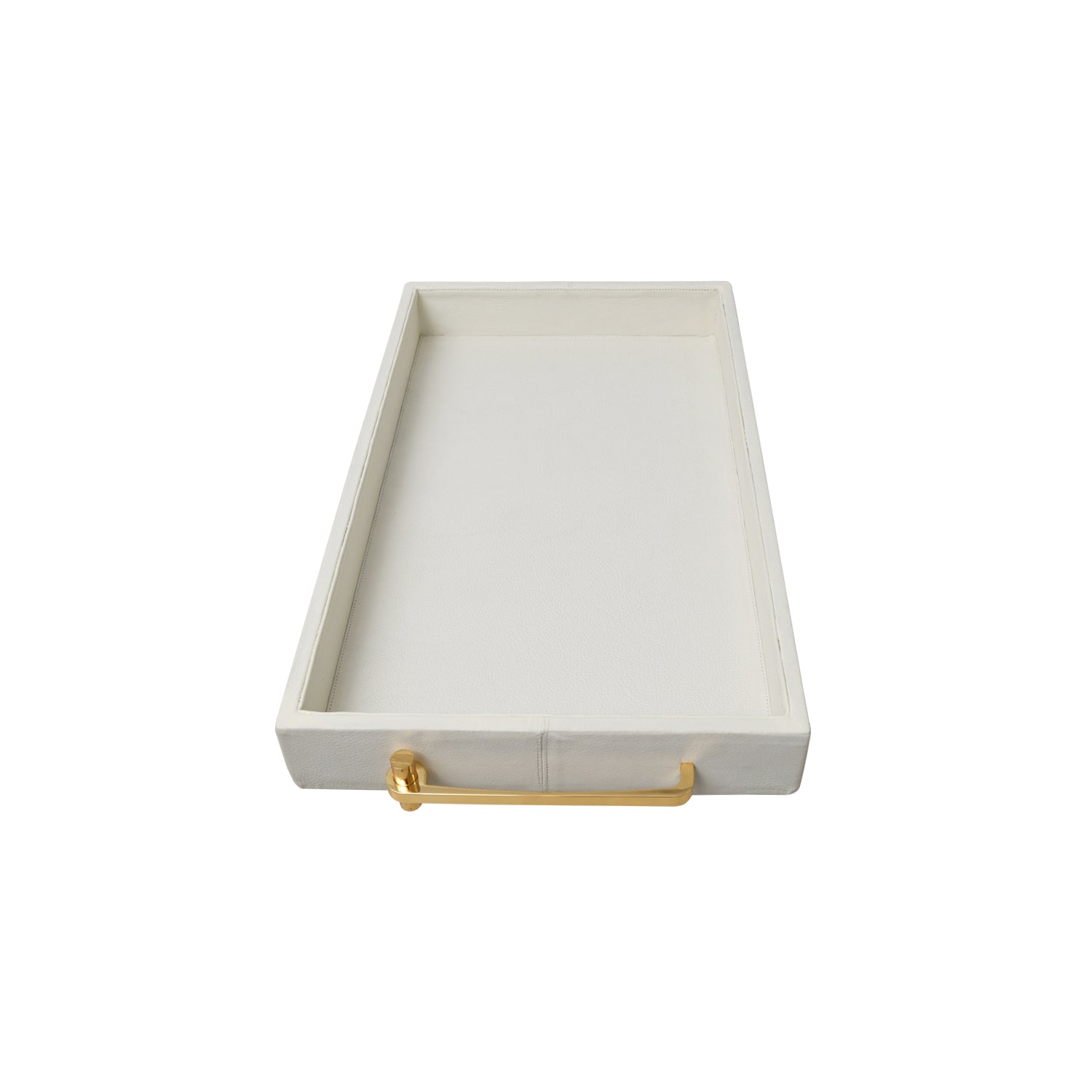 White Leather Wrapped Tray Side