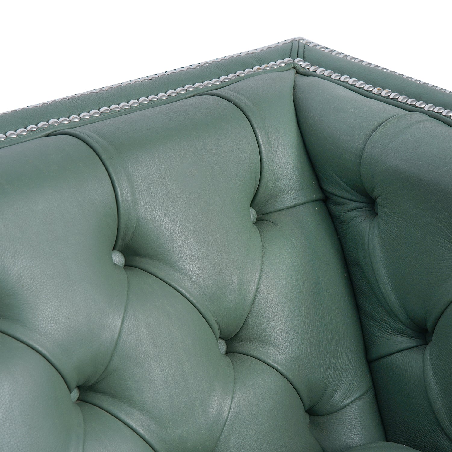 Williams Leather Chair Close Up Front Button Tufted