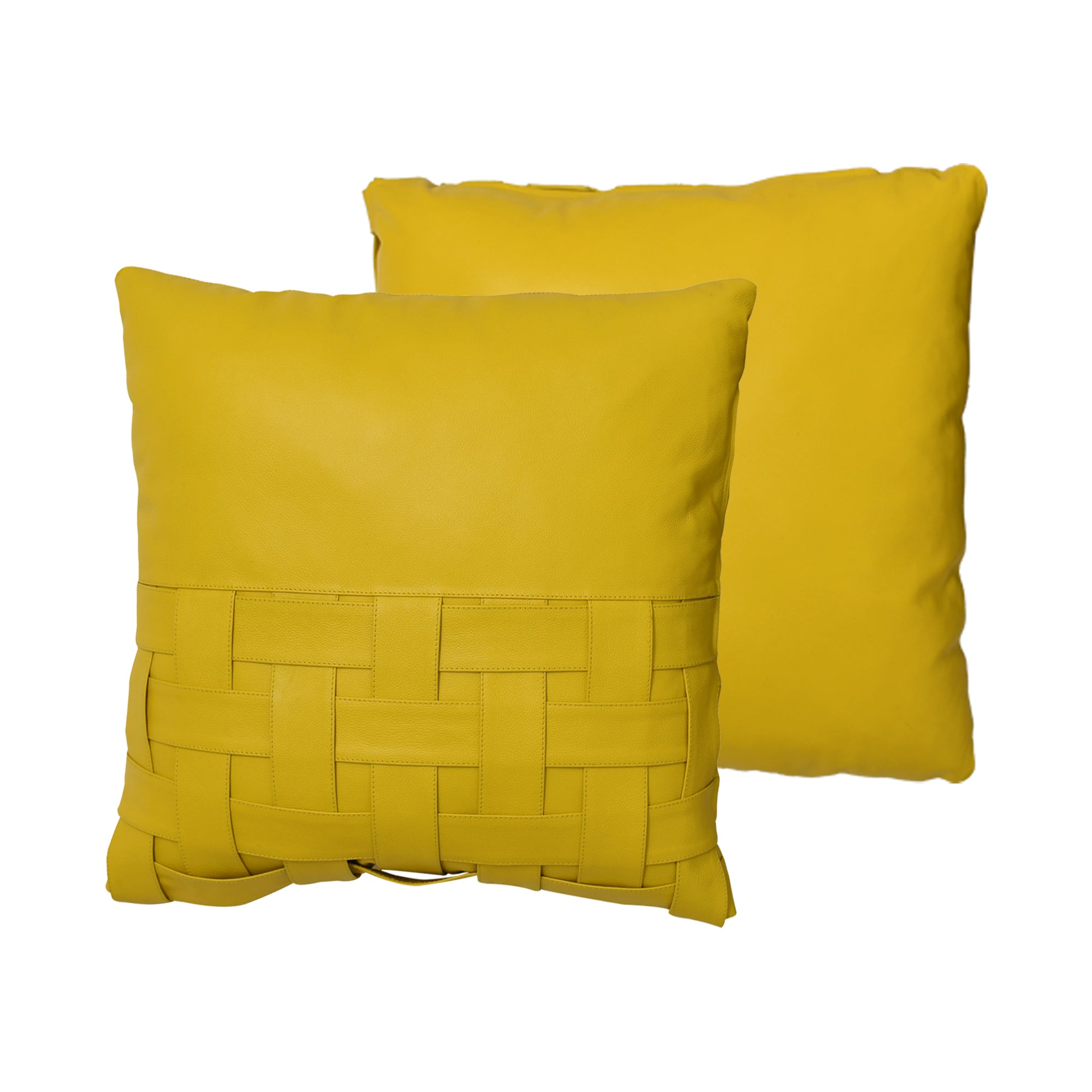 Yellow Leather Throw Pillows Front and Back
